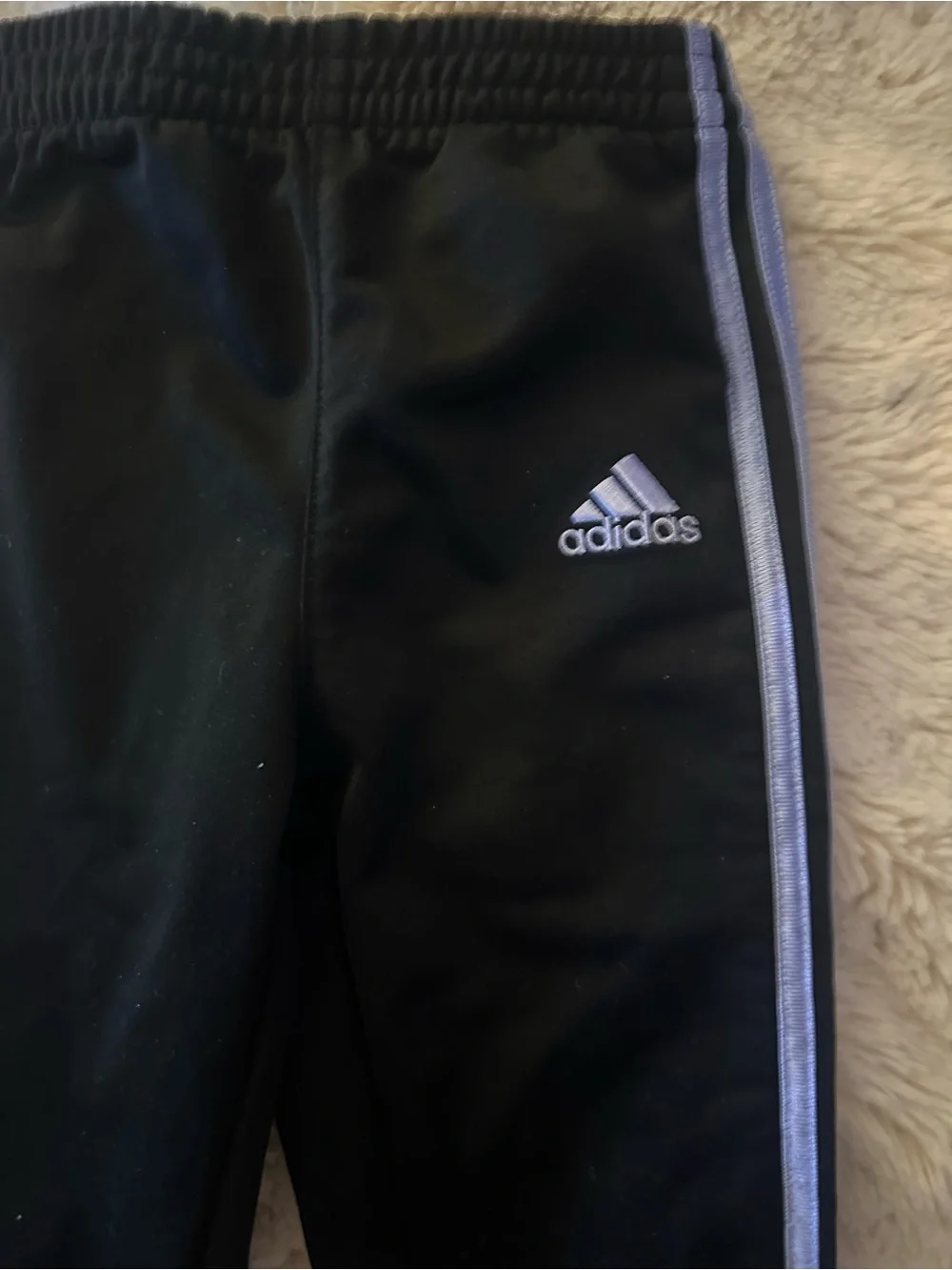 adidas Kids Black Joggers with White Side Stripes